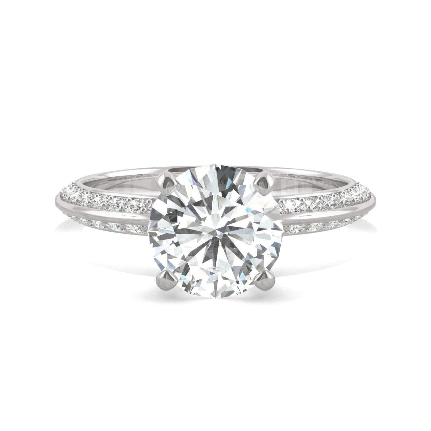 2.26 CTW DEW Round Moissanite Engagement Ring in 14K White Gold