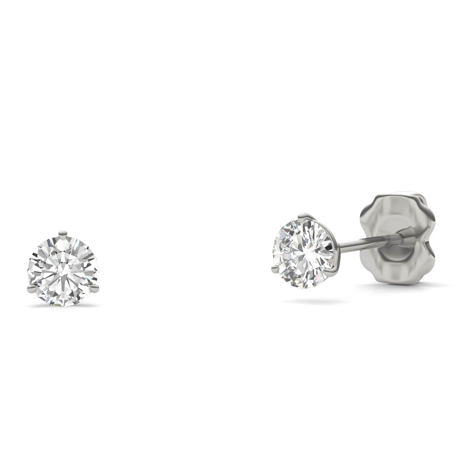 0.20 CTW DEW Round Moissanite Stud Earrings in 14K White Gold