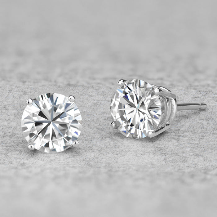 1.60 CTW DEW Round Moissanite Solitaire Stud Earrings